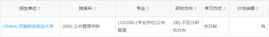 河南財經(jīng)政法大學(xué)2023年公共管理（MPA）少量調(diào)劑指標